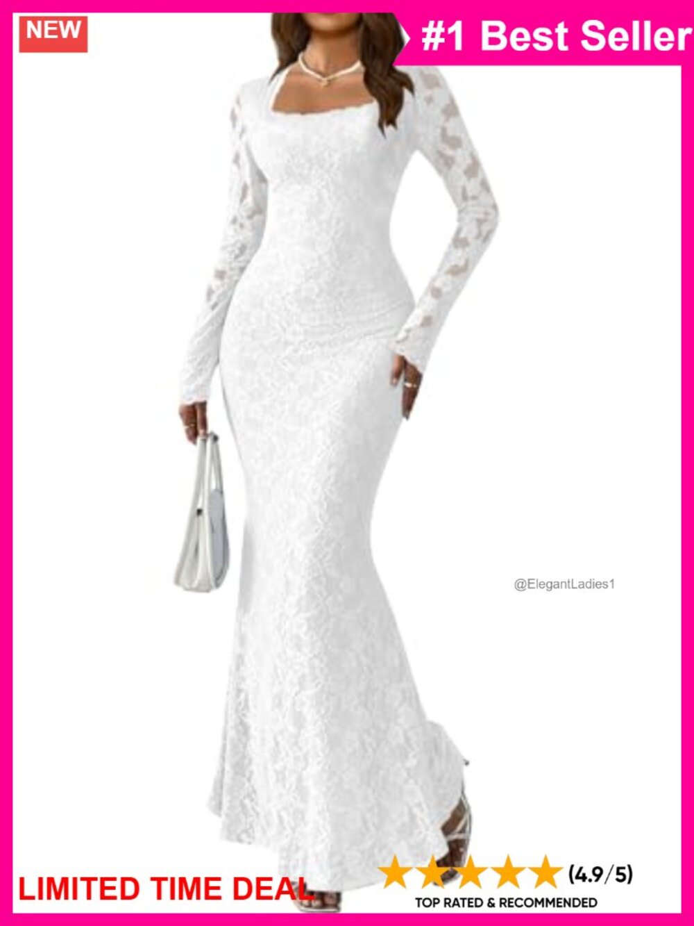 MITILLY Square Neck Long Sleeve Bodycon Maxi Dress